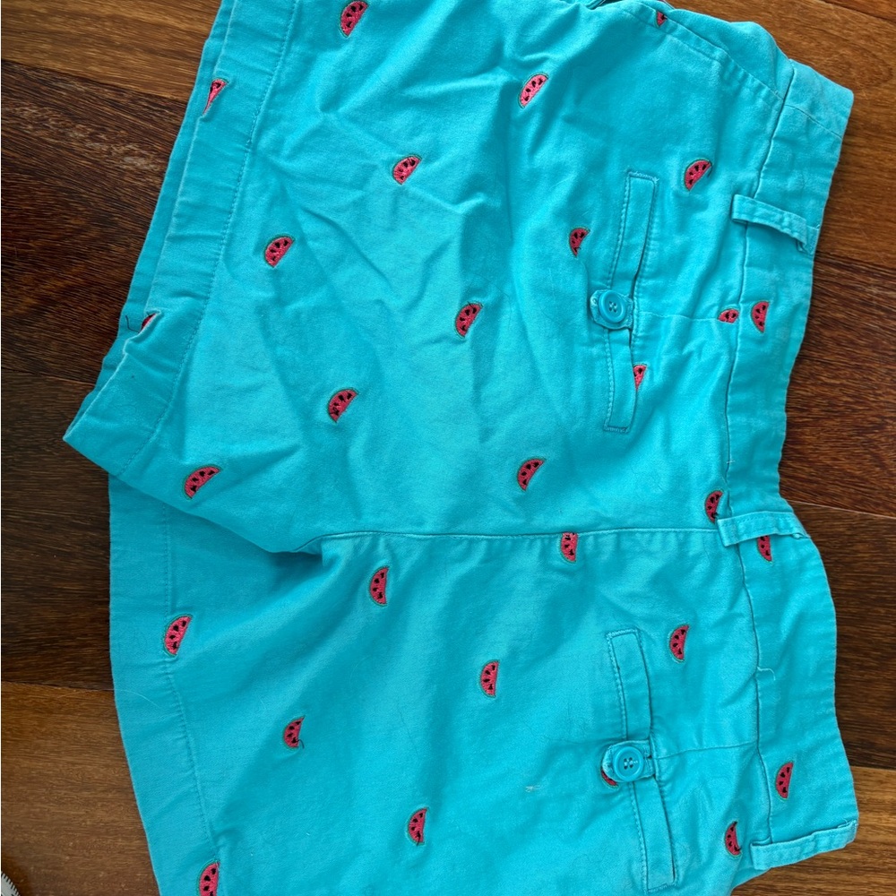 Cambridge Dry Goods Turquoise Shorts with Floral Accent - Picture 3 of 6